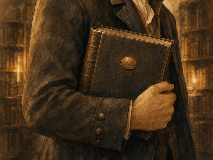 Marlow Finch holds the Book close inside the Library of Last Resort.